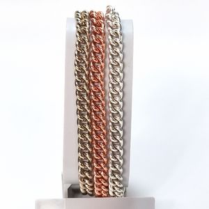 Tri Tone Metal Multi Chain Link Bracelet
